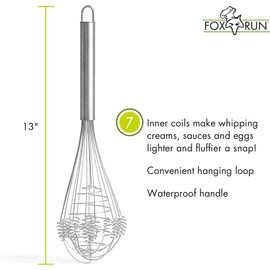 Fox Run Stainless Steel Kitchen Whisk, 12" Ultimate Rapid Whisk