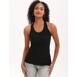 BQTQ 5 Pack Racerback Tank Tops for Women Sleeveless Workout Tank Top Ladies Undershirts Womens Black Tanks Tops, XL