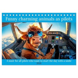 Funny charming animals as pilots (Desk Calendar 2026 DIN A5 landscape), CALVENDO 12 Month DeskCalendar: A must for all pilots who want to start the day with a smile (CALVENDO Mobility)