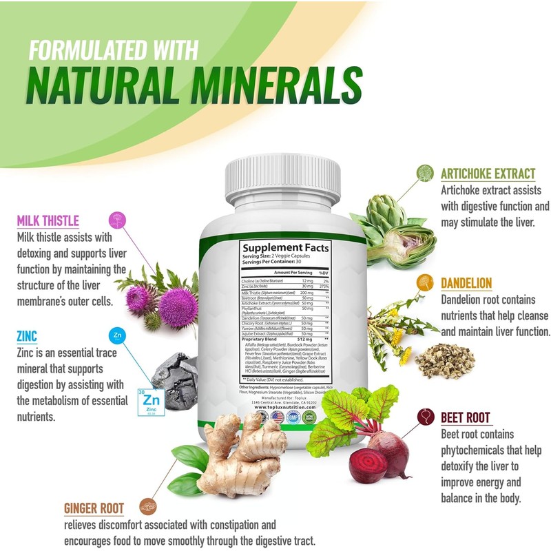 Herbal Liver Support Capsules – Milk Thistle, Dandelion, Artichoke, Turmeric,