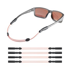 Omnful Glasses Strap -No Tail Adjustable Sunglasses Strap, Eyeglasses Strap, Cable Straps, Eye Glasses Holders Around Neck, Lanyard for Men Women -Eyewear Retainer String, Chain (4pcs Red 16Inch)