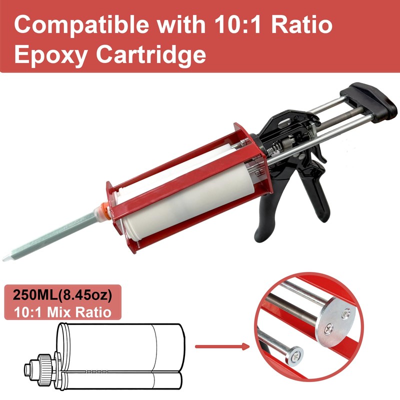 250mL 10:1 Epoxy Gun – Dual Cartridge Adhesive Dispenser for