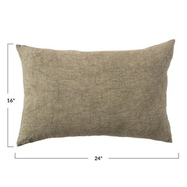 Creative Co-Op 24 Inches Stonewashed Linen Lumbar, Olive Pillow, Green