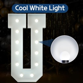 imprsv 4FT Marquee Light Up Letters, Cool White Light Up Letters U, Large Marquee Letters for Party Decorations, Proposal Decorations,Giant Letters for Events Decor, Birthday Wedding Decor
