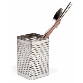 LENITH Kitchen Utensil Chopsticks Perforated Holder with Hooks - Stainless Steel Storage for Organizer Dishwasher Safe (Small Square)