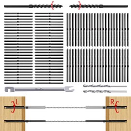RiaYer 100-Pack Black Cable Railing Kits, 1/8" Swage Lag Screws with Left & Right Hand Thread for Wood Posts,T316 Stainless Steel DIY Baluster Cable Railing System, HF014B