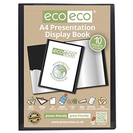 eco-eco A4 50% Recycled 10 Pocket (20 Views) Black Professional Presentation Display Book
