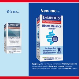Lamberts Biome Balance Everyday – 10 Billion CFU – with Lactobacillus Acidophilus & Bifidobacterium Bifidum – 60 Capsules