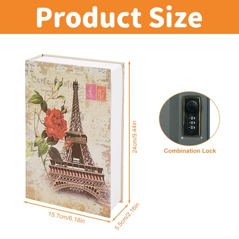 DAJASD Book Safe with Combination Lock, 24 x 15.5 x