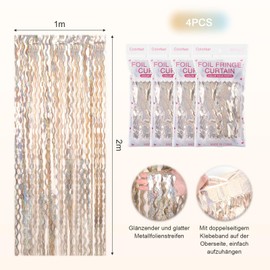 Pack of 4 Tinsel Curtain Glitter Curtain Tinsel Glitter Curtain Birthday Party Curtain Photo Curtain Birthday Decoration Party Glitter Bride to Be Decoration Party Decoration (1 m x 2 m) (Champagne