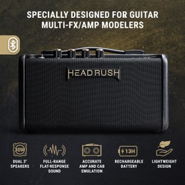 HeadRush FRFR-GO - 30W Electric and Bass Guitar Amplifier with Dual 3" Speakers, Bluetooth and Rechargeable Battery, for Multi-FX/Amp Modeling Pedals