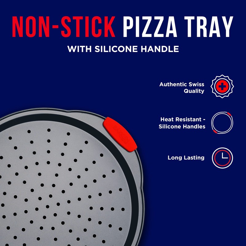 Pizza Tray Carbon Steel Pizza Pan with Holes and Non-Stick