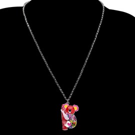 BONSNY Enamel Alloy Australian Koala Bear Necklace Pendant Jewelry For Women Gifts Charm (Red)