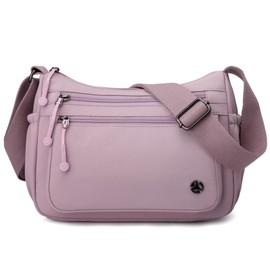 JIANLINST Shoulder Bags for Women Nylon Multi Pocket Crossbody Bags Waterproof Lightweight Travel Purses and Handbags (Purple)