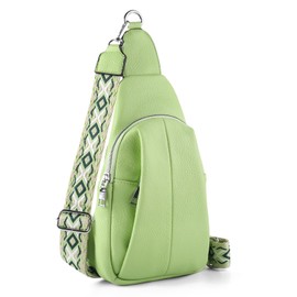 LIKEBAG Crossbody Bags for Women,Sling Bag for Women,Fanny Packs Chest Bag for Work Travel Leather Sling Backpack (Green)