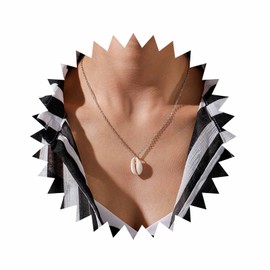 Inateannal Boho Cowrie Shell Pendant Necklace Gold Shell Choker Necklace Shell Cowry Necklace Vintage Shell Necklace Jewellery for Women and Girls, Zinc