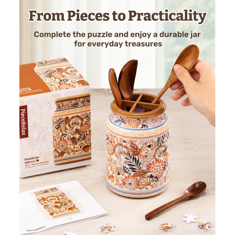 PieceRelax 3D Puzzle Jar 128 Plastic Pieces for Adults -