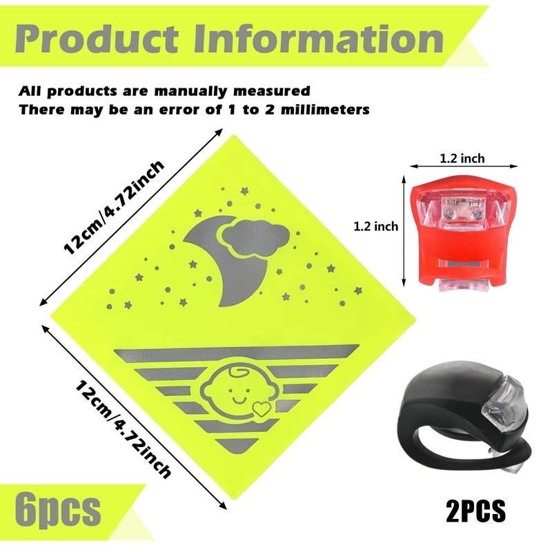 GOMETY Reflectors for Pushchairs, Pack of 6, 12 x 12