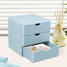 Dalanpa 3-Drawer Vanity Organizer, Compact Storage Organization Drawers Blue