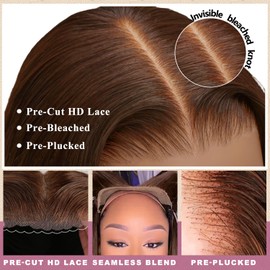 SFD 30Inch Chocolate Brown Glueless Wigs Human Hair Pre Plucked Pre Cut 200% Density Wear And Go Glueless Brown Human Hair Wig 7x5 Lace Body Wave Lace Wig