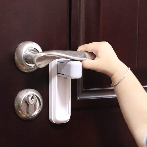 EUDEMON (2 Pack) Door Lever Lock,Baby Proofing Door Handle Lock,Childproofing Door Knob Lock Easy to Install and no Tools Need or Drill Easy to Remove