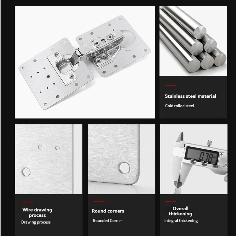 Hinge Repair Plate,10PCS Cabinet Hinge Repair Plate with Customized Screws,Stainless