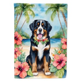 Caroline's Treasures DAC6371GF Bernese Mountain Dog Luau Garden Flag Mailbox Flag Decorative Yard Flag Banner Outside Patio Artwork Yard Flower Beds, Garden Size, Multicolor