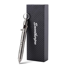 SMOOTHERPRO Titanium Bolt Action Pen Compatible with Parker Refill Retractable Hollow Design Heavy Duty for Tremor Parkinson Arthritic Signature Business Office Writing Color Natural(HTP01)