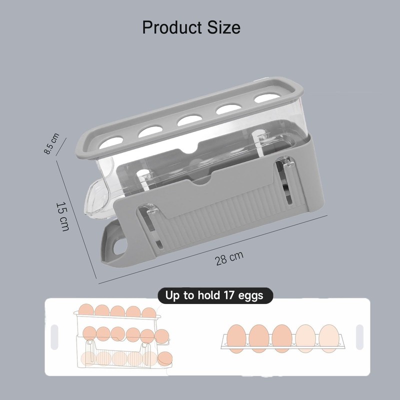 Egg Storage Fridge, Adjustable 3 Tier Egg Container with Easy