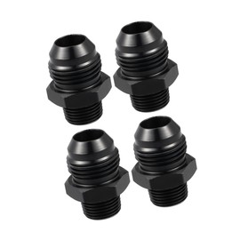 REPAIROCK 4pcs AN10 Male to 3/8" NPT Male Union Car Flare Reducer Hose Fitting Adapter Universal Aluminum Alloy Fuel Oil Line Pipe Connector Black Anodized Auto Replacement Parts