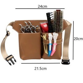 Hairdressing Bag for Professionals, Barber Tool Bag with Belt, PU Leather Hairdresser Belt Bag, Scissor Holster, Hairdresser Waist Shoulder Belt Scissor Holder. (Brown)