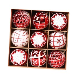 Milageto 9Pcs Christmas Balls Christmas Tree Ornaments Shatterproof 10cm Christmas Baubles Xmas Tree Decoration for New Year Festive, Red and White
