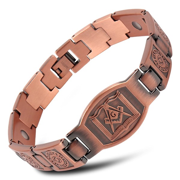 THE NORTH RING Copper Bracelet for Men 99.9% Pure Copper Magnetic Therapy Church Men's Bracelet 9 inch Adjustable