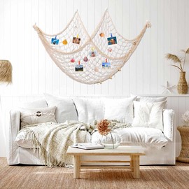Decorative Fishing Net with Shells 100 x 200 cm, Decorative Net Fishing Net for Hanging Background Living Room Wall Decoration
