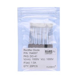 HUABAN 20pcs 1N4007 Rectifier Diode 1A 1000V DO-41 (DO-204AL) Axial 4007 1 Amp 1000 Volt