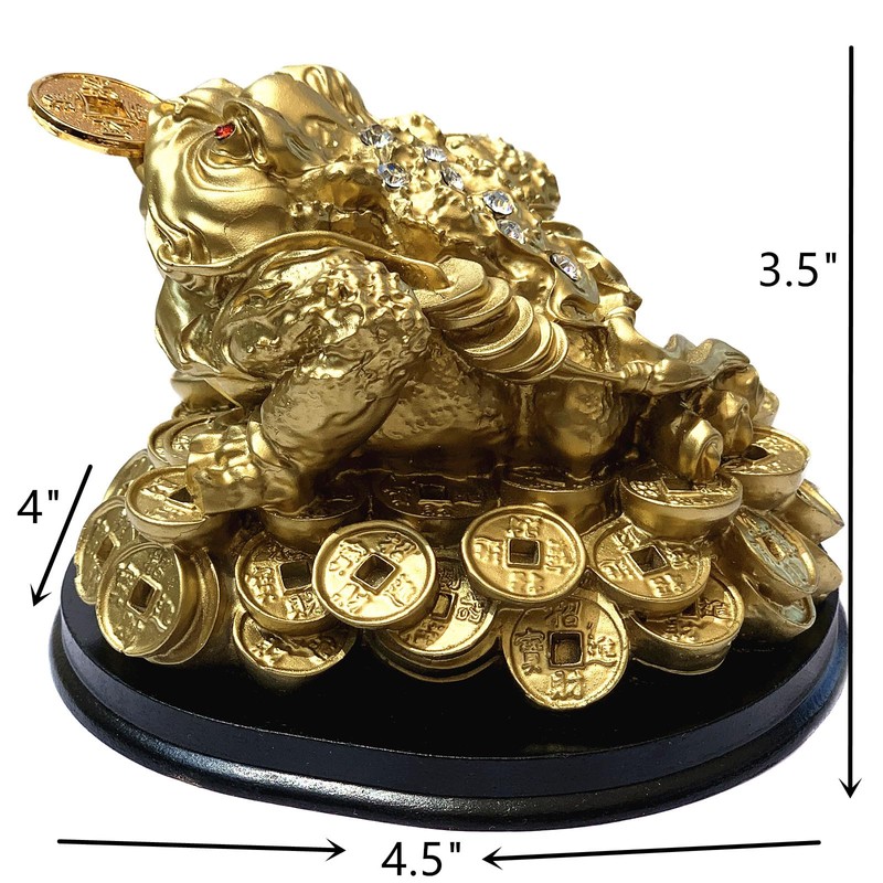 Feng Shui Money Frog (Three Legged Toad) Hold Two Ignots