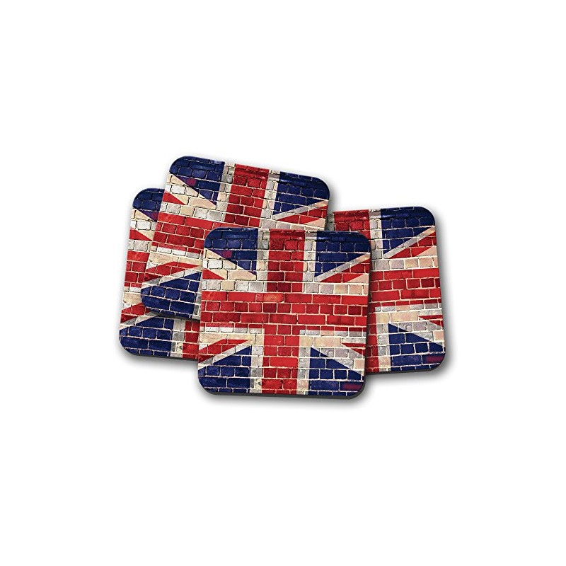 4 Set - Union Jack Cork Backed Drinks Coaster -