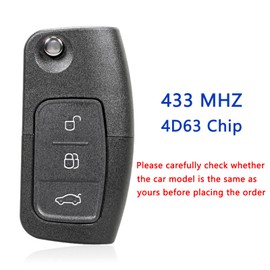 433MHZ 3 Buttons Car Key For Ford Fiesta For Ford Focus Car Key For Key Ford Mondeo For Ford Key Fob C-max S-max Galaxy 4D63Chip HU101 Blade