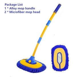 LEIBOO 47'' Long handle car wash mop，15° Ergonomic design，Microfiber material，Avoid scratching，Retractable aluminum pole(Durable)，suitable for Cars, Truck, SUV, Bus and Home cleaning - Car Wash Accessories! Labor Day Gift! Gifts for car lovers！:_Blue 2