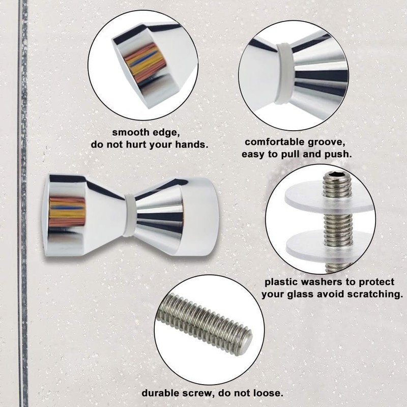 Pack of 2 Door Knobs, Shower Door Knobs, Double Knobs,