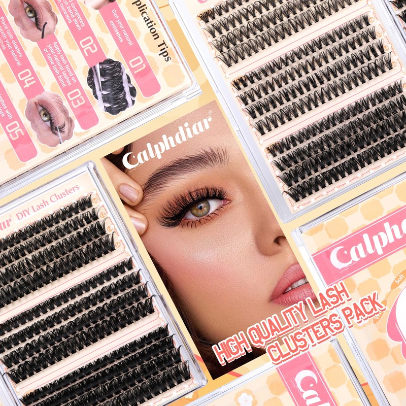 Calphdiar Wispy Cluster Lashes D Curl Individual Eyelashes Natural Lash