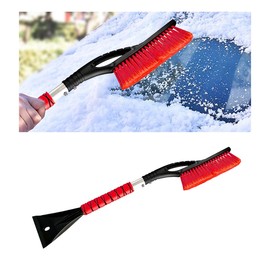 JOYCOURT Car Snow Brush with Ice Scraper, 27 Inch Aluminum Snow Remover for Car Door and Windshield, Detachable Ice Shovel Tool with Ergonomic Foam Grip, Winter Accessories for Car