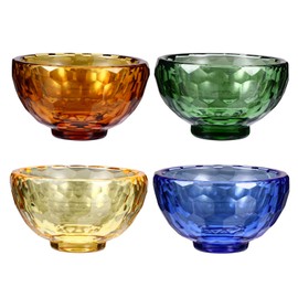 IMIKEYA 4pcs Buddhist Water Offering Bowl Crystal Holy Water Bowl Religion Container Glass Buddha Cup Mini Votive Tealight Holder for Yoga Meditation Altar Buddhist