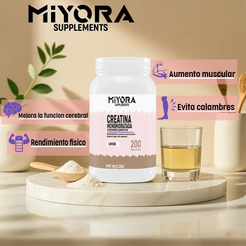 Creatina Monohidratada Suplemento Miyora 1kg 200servicios
