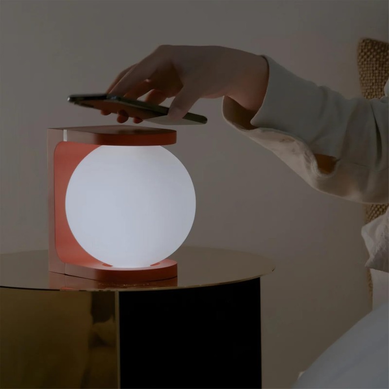 Wireless Charging Table Lamp with Flat Top Surface, Modern Design