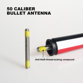 FUTAIHE Car Truck Bullet Antenna Mast with American Flag for Dodge Ram & Ford F150 F250 F350 F450 Super Duty Raptor Bronco Trucks, AM/FM Radio Antenna Replacement (M4&M5 Thread) (Black&Red)