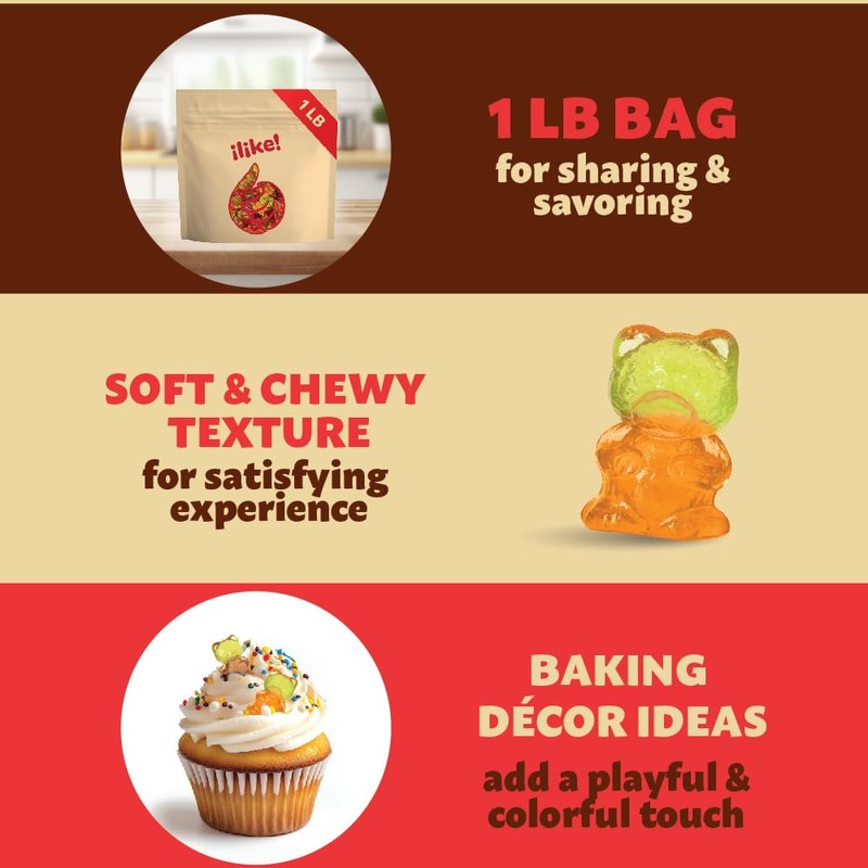 3D Gummies | 1 Pound Pack | Gummi Bears Candy