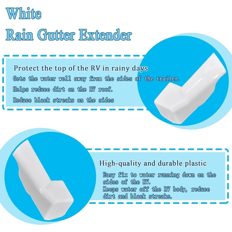 Podoy 4 Pack RV Rain Gutter Spouts with Extension Left