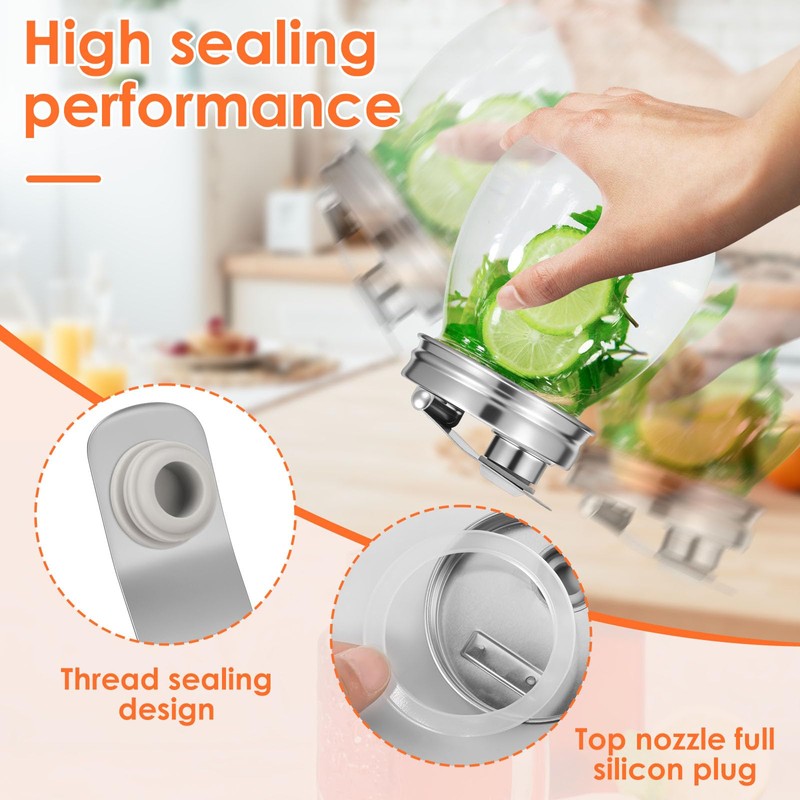 4Pcs Mason Can Lid, 304 Stainless Steel Regular Mouth Pour