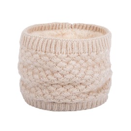 EPEIUS Kids Girls/Boys Winter Knitted Infinity Scarf Children Warm Soft Polar Fleece Neck Warmer,Beige,One Size